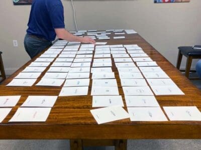 First review forty printed concepts laid out for selection