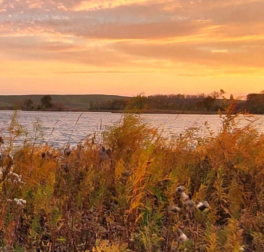 sunset over the water