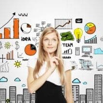businesswoman thinking and plan business strategy