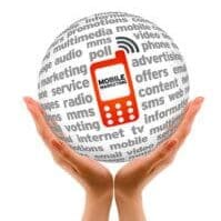 Hands holding a Mobile Marketing 3d Sphere.